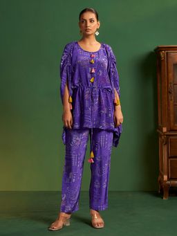arangya - Women Poly Crepe Purple Kaftan and Pant