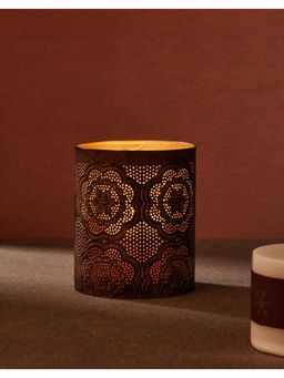Fabindia - Brown Metal Gulmohar Cutwork Floral Votive Holder