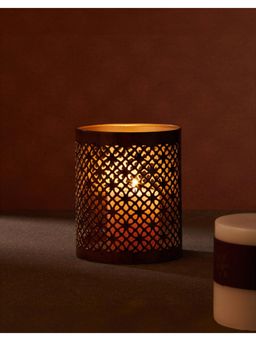 Fabindia - Brown Metal Gulmohar Cutwork Jaal Votive Holder