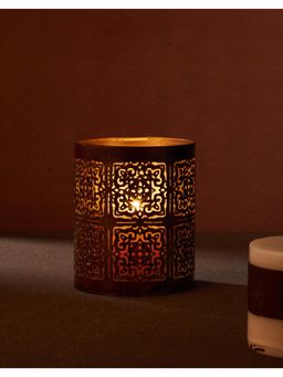 Fabindia - Brown Metal Gulmohar Cutwork Moroccan Votive Holder