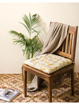 Fabindia - Yellow Cotton Printed Kusum Chair Pad
