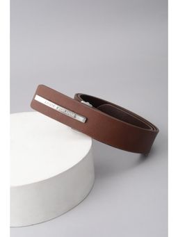Louis Philippe - Men Brown Solid 100% Polyester Formal Belt