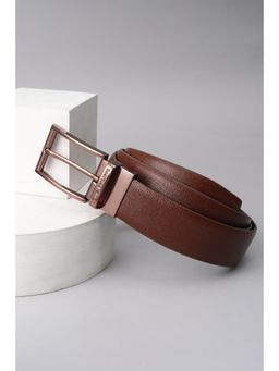 Louis Philippe - Men Brown Textured 100% Polyester Formal Reversible Belt
