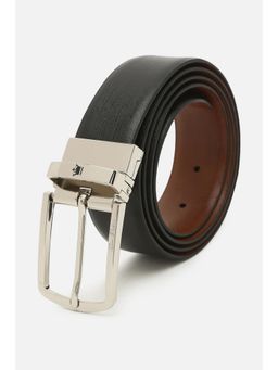 Louis Philippe - Men Black Textured Genuine Leather Formal Belt