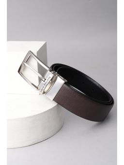 Louis Philippe - Men Brown Textured Genuine Leather Formal Reversible Belt