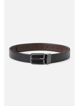 Peter England - Men Black Textured Genuine Leather Reversible Belt