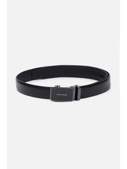 Peter England - Men Black Textured Genuine Leather Belt
