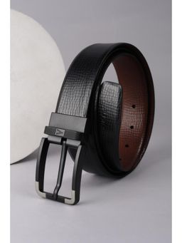 Van Heusen - Men Black Textured Formal Reversible Belt