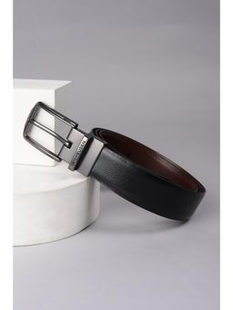 Van Heusen - Men Black Textured Formal Reversible Belt