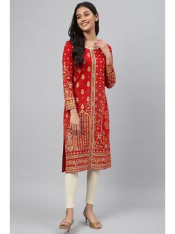 Aurelia - Red Statement Printed Winter Kurta