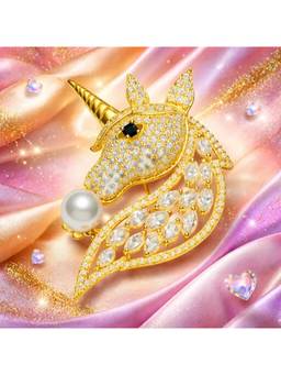 Miora - Gold Unicorn Brooch