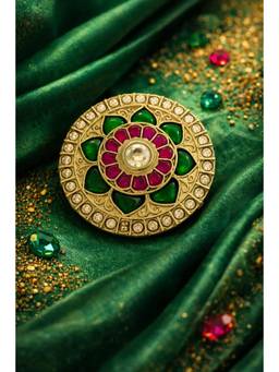 Miora - Red Ruby-Red Medallion Brooch