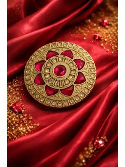 Miora - Gold Round Floral Medallion Brooch
