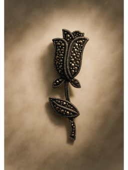 SKO - Miora Black Rose Marcasite Brooch