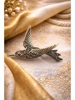 Miora - Copper Flying Bird Brooch