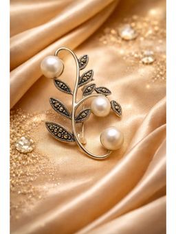 Miora - Silver Pearl Flower Brooch