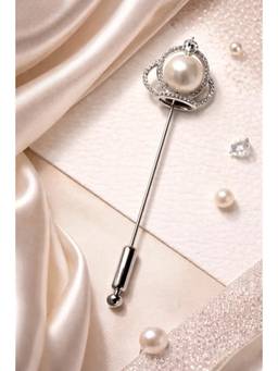 Miora - Silver Pearl Embrace Lapel Pin