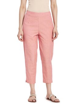 Fabindia - Cotton Elasticated Casual Pants - Pink