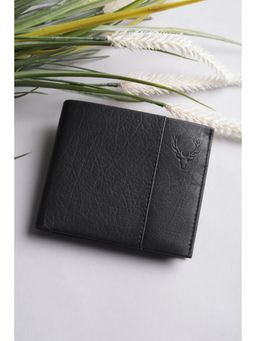 Allen Solly - Men Black Textured Genuine Leather Wallet