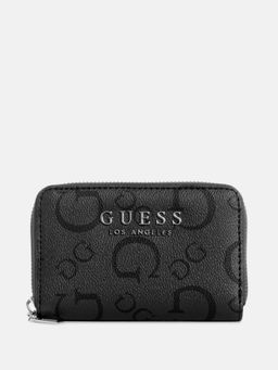 Guess - Women Black Printed Saffron Zip Around Wallet