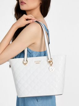 Guess - Women White Quilted Estonia Carryall Tote Bag