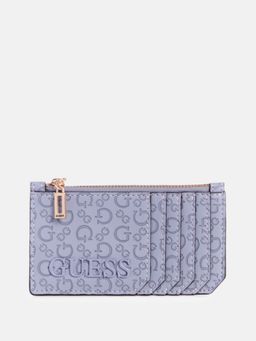 Guess - Women Blue Embossed Bowie Printed Card Case