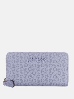 Guess - Women Blue Embossed Bowie Zip Around Wallet (M)