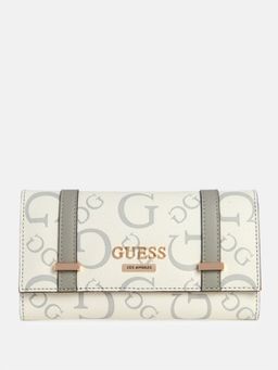Guess - Women Off White Printed Aengus Slim Wallet