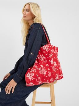 Accessorize London - Women Red Floral Printed Tote Bag