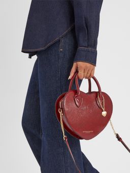 Accessorize London - Women Red Patent Heart Handbag with Detachable Strap