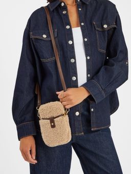 Accessorize London - Women Beige Shearling Crossbody Bag