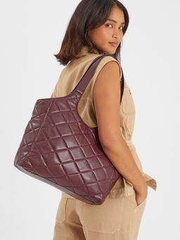 Accessorize London - Women Maroon Quilted Shoulder Bag