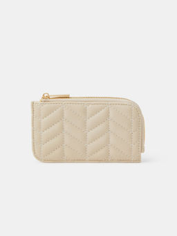 Accessorize London - Women Cream Chevron Quilt Card Case