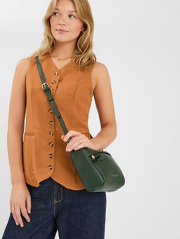 Accessorize London - Women Green Zip Front Sling Bag