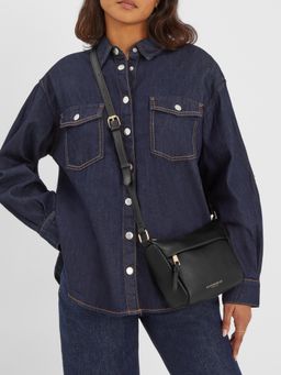 Accessorize London - Women Black Zip Front Sling Bag