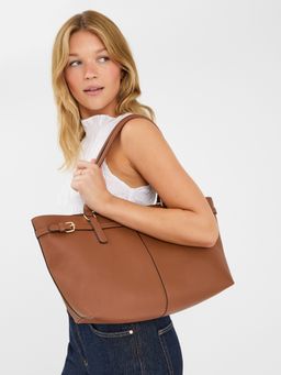 Accessorize London - Women Brown Buckle Strap Tote Bag