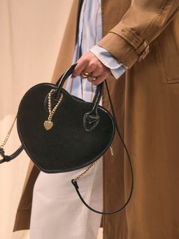 Accessorize London - Women Black Heart Solid Sling Bag