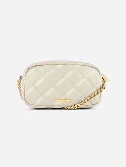 Accessorize London - Women Off White Quilted Chunky Chain Sling Bag
