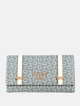 Guess - Women Blue Printed Aengus Slim Wallet