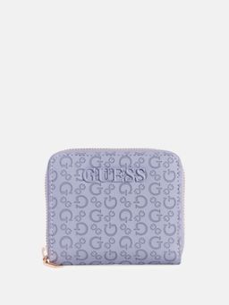 Guess - Women Blue Embossed Bowie Zip Around Wallet