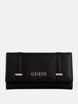 Guess - Women Black Textured Aengus Slim Wallet