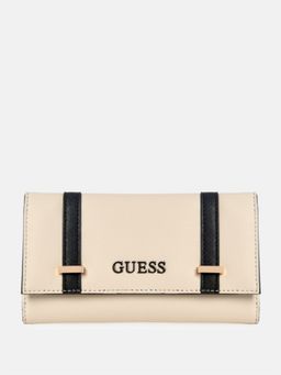 Guess - Women Cream Textured Aengus Slim Wallet