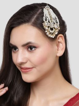 Karatcart - Gold Plated Pearl Studded Kundan Passa for Women