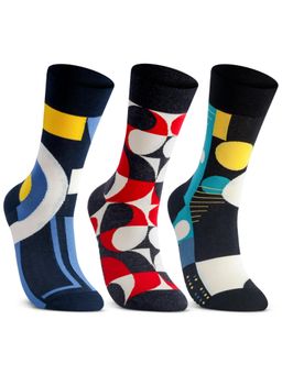 Bonjour - Men Graphic Pop Designer Calf Length Socks (Pack Of 3)