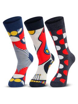 Bonjour - Men Optical Rhythm Designer Calf Length Socks (Pack Of 3)