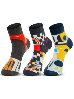 Bonjour - Men Urban Mosaic Designer Ankle Socks (Pack Of 3)