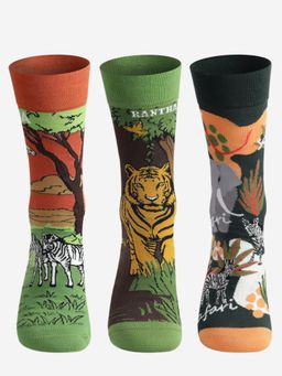 Bonjour - Wildlife Travel Designer Socks (Pack Of 3)