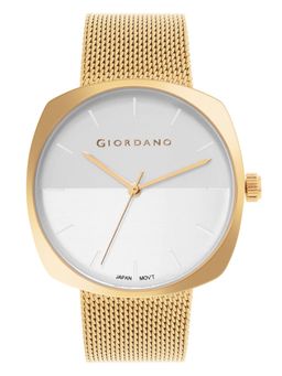 Giordano - Men White Dial Metal Gold Strap Analog Watch-GZ-60076-44