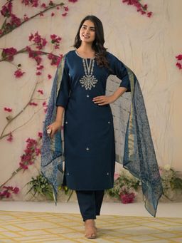 Odette - Teal Embroidered Kurta Set for Women