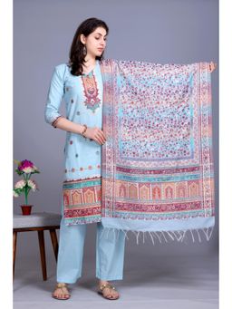 Kidar - Blue and Brown Woven Kurta Set with Dupatta
